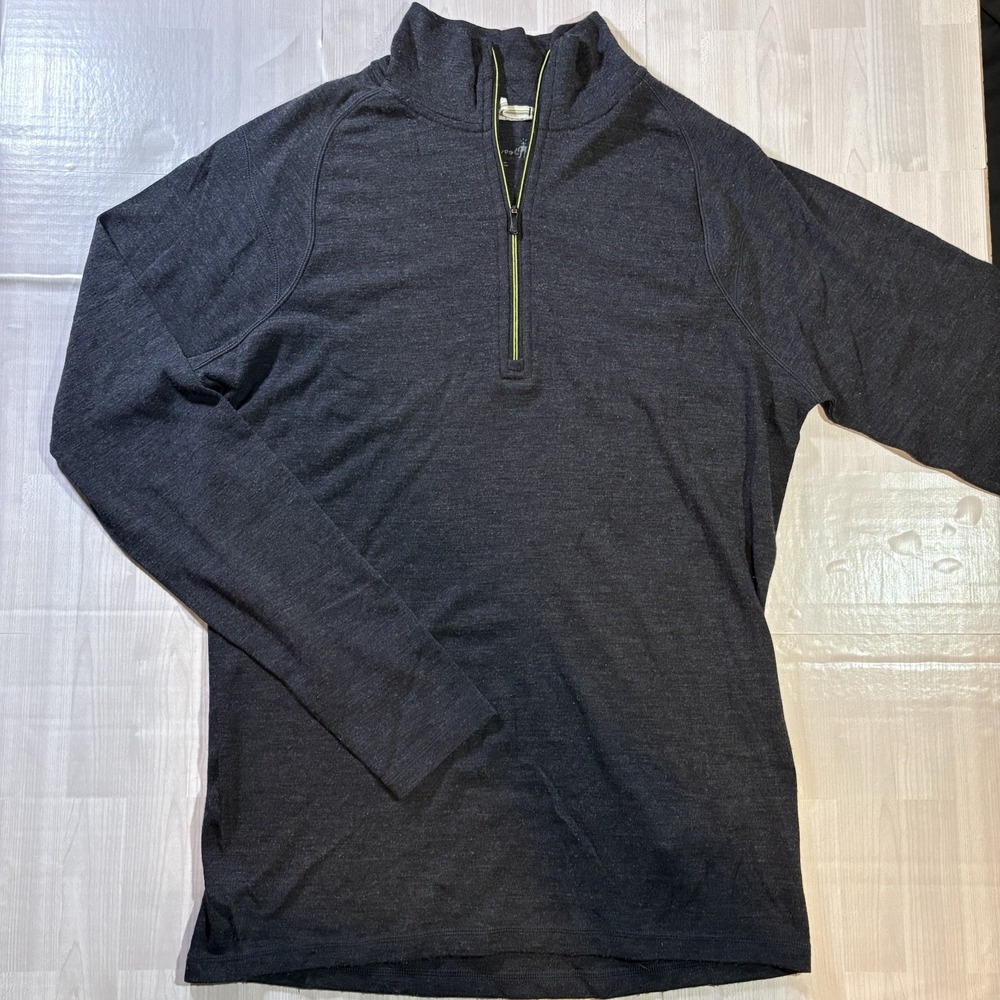 Smartwool Merino 250 1/4 Zip Base Layer Mens L Charcoal Thermal Outdoor Layering